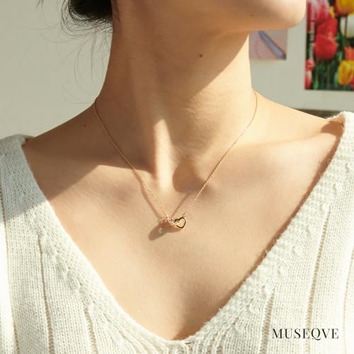 Dainty Double Heart Necklace for Women Gilrs • 14K Gold Plated Mom and Daughter Necklaces • Linked Two Heart Pendant Non Tarnish Choker Jewelry [HN-DB]2