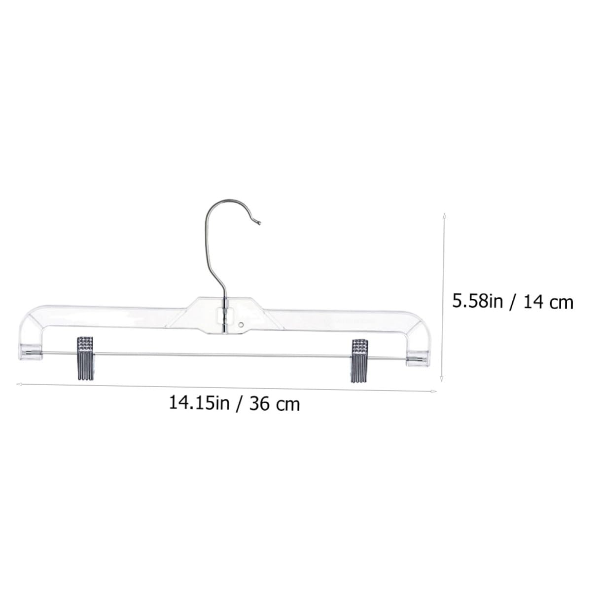 Perchas con Clips Ajustables Transparentes 10 Piezas para Pantalones | Plástico E Hierro, Gancho Giratorio en S y Diseño Curvo, Clips Móviles para Tallas Distintas