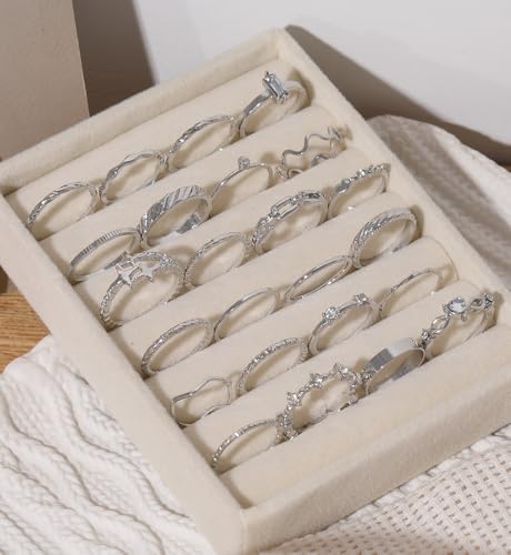 iF YOU 25 Pcs Gold Stackable Ring Set for Women, Chunky Knuckle Finger Midi Rings, Silver Simple Stacking Cute Rings Pack Trendy Stuff Jewelry Gift - Image 3