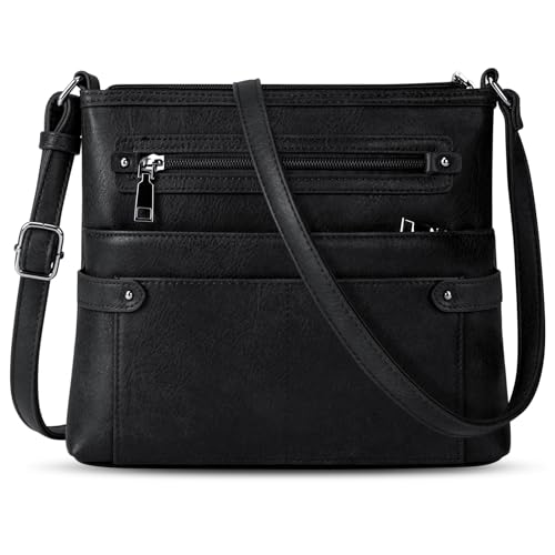 Crossbody Bags for Women, Multi Pocket Purses for Women Crossbody Leather Women Purse Adjustable Strap Shoulder Handbags