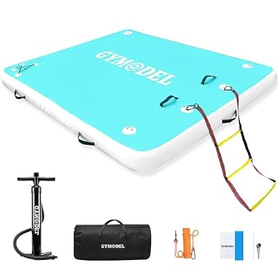 Inflatable Floating Dock,Inflatable Dock Platform,6/8/10ft Air Dock Platform Floating Island Raft,Non-Slip Air Dock Platform with Detachable Ladder for Pool Beach Ocean