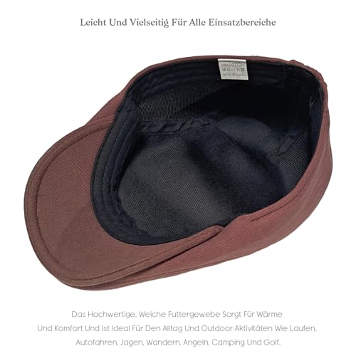HIQIU czapka męska z daszkiem z bawełny z gumką - czapka Gatsby Efeu, Flatcap, Newsboy Cap, czapka z daszkiem, beret męski na wiosnę, jesień i zimę, kawa, Rozmiar uniwersalny