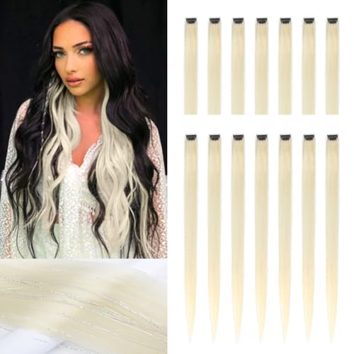 ZIRANJUAN Clip in Hair Extensions 14Pcs Blonde Hairpieces 22Inch