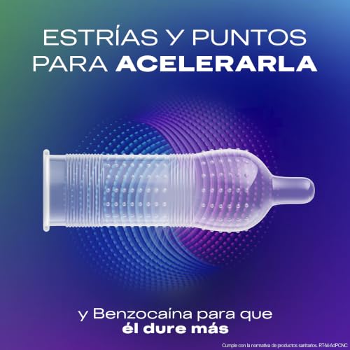 Miniatura 8 de Durex Preservativos Mutual Clímax Con Puntos Y Estrías Para Ella Y Efecto Retardante Para Él - 2x12 Condones Duplo Pack