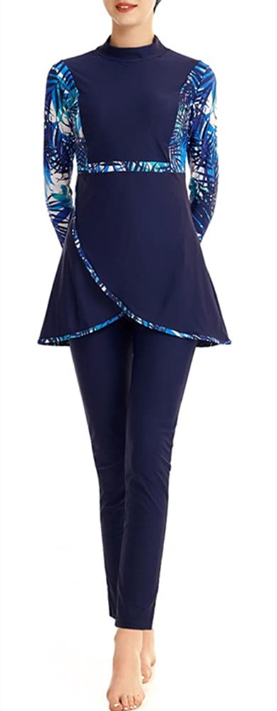 obaSeteck Muslim Swimsuits for Women, Full Coverage Islamic Burkini Modest Swimwear Long Sleeve Bathing Suit (Z4, L, l)