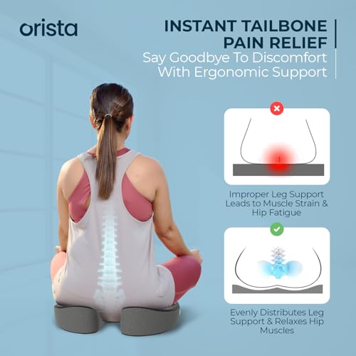 Image of Orista Orthopedic Coccyx Seat Cushion with Cooling Gel Memory Foam | Tailbone, Sciatica & Lower Back Pain Relief | Office Chair, Car Seat, Wheelchair & Home Sitting Cushion | Washable Cover