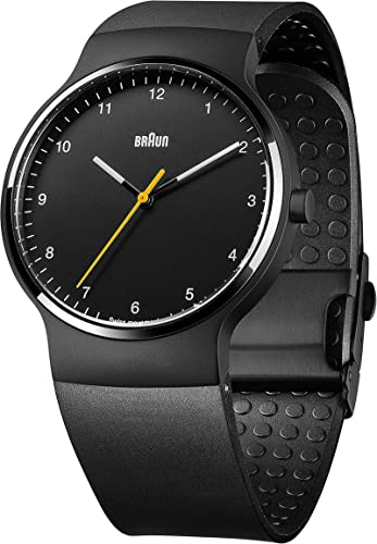 Braun Prestige Watch Herren Uhr analog Schweizer Quarzwerk mit Silikon Armband BN0221BKBKG