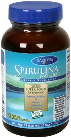 Earthrise Spirulina Natural, 180 Tablets by Earthrise Nutritional