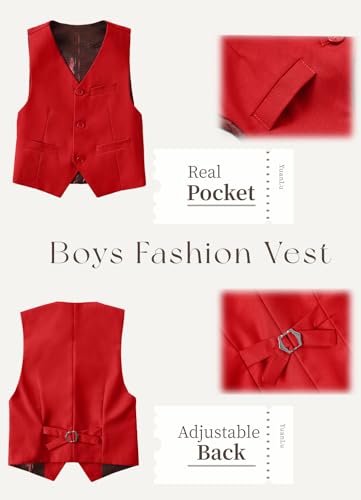 Image of YuanLu Boys Suit Homecoming Dresses for Kids Ring Bearer Outfit Suits Tuxedo Formal Vest and Pants Suit Set