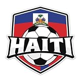 Haiti Flag Soccer National Football Team Sticker, Waterproof Car Bumper Vinyl Decal, 2 Inch