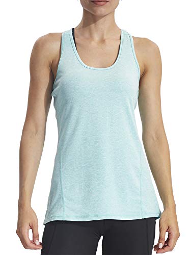Neleus Workout Running Racerback Long Tank Top For Women,8006,3 Pack,Light Blue,Rose Red,Light Green,3Xl #TOP5