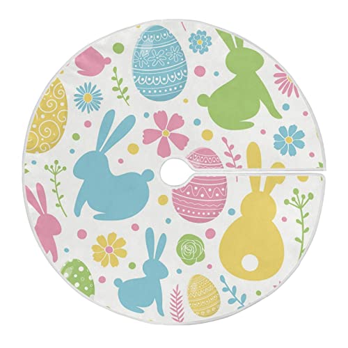 Qilmy Easter Egg Rabbit Bunny Christmas Tree Skirt Double Layers Fine Tree Skirt For Christmas Handicraft For Holiday Party, New Year Festive Decoration 36 Inches #TOP16
