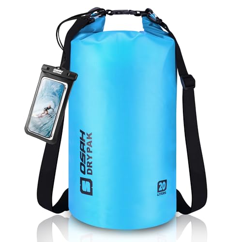 OSAH DRYPAK Dry Bag wasserdichte Tasche 5L/10L/20L/30L/40L Drybag Rucksack Wasserdicht Beutel mit Schultergurt und Wasserfester Handyhülle für Wassersport, Kajakfahren, Bootfahren, Camping