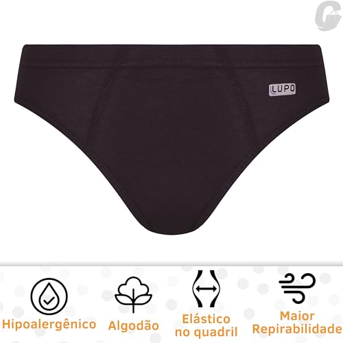 LUPO Kit 12 Cuecas Algodão Slip Infantil Meninos Kids, KIT - A, 3-5 Anos