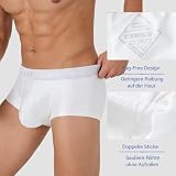 ZAIGELUO Bokserki męskie dla panów, męskie majtki, seksowne, miękkie, lodowy jedwab, z kieszonką, krótkie nogawki, bokserki, retro szorty, spodenki sportowe, bielizna, biały, M