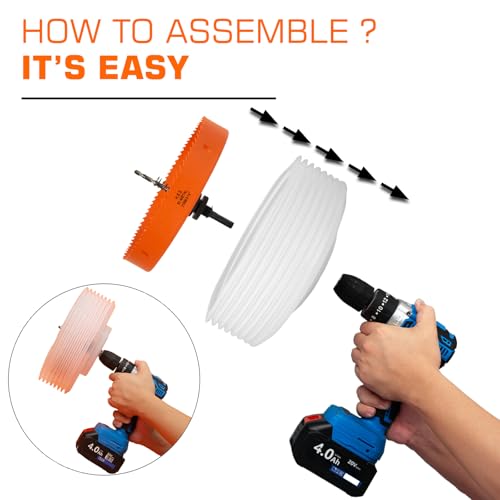 Image of 8.25 Hole Saw for Recessed Lights, 8-1 /4 Inch Hole Cutter with Dust Bowl Catcher for Led Recessed Lighting 8 Inch and Wood Metal Drywall, Bi-Metal Construction, Orange