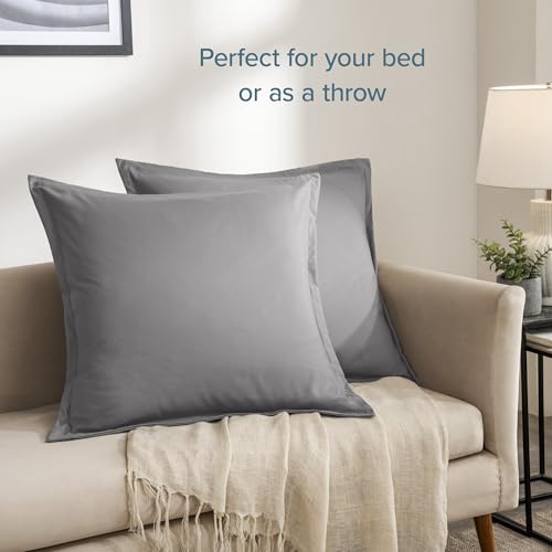 Bare Home Pillow Sham Covers 1800 Ultra-Soft Set of 2 (Euro, Light Grey) by Bare Home - Used condition - Image 4