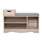 Schuhbank Schuhschrank Schuhregal Schuhaufbewahrung Sitzbank mit Sitzkissen für 6-8 Paar Schuhe gepolsterte Sitzbank Eingangsbereich Flur MDF Holz grau HFH06-HOL