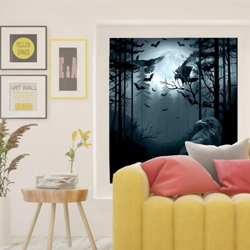 Vinilo para ventana Rustic Gothic Full Moon Crows 17.7x23.6 in miniatura 5