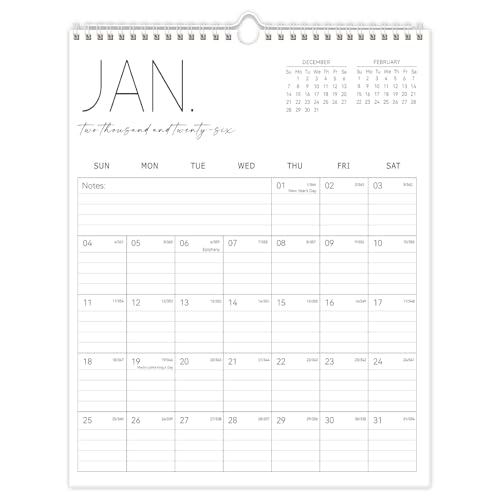 Guasslee Wall Calendar 2026-2027, Vertical Calendar Wall 2026, Jan. 2026-Jun. 2027, 18-Month Paper Calendar Spiral Bound, Monthly Planner Wall for Office School Home Easy Organizing, 14” X 11”