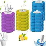 24 Pack Disposable Toilet Brush Refills, Toilet Brush Head Replacement, Easy to Use Disposable Toilet Cleaner for Bathroom Hygiene, Includes 12 Blue, 6 Yellow, and 6 Purple Refills (Without Handle)