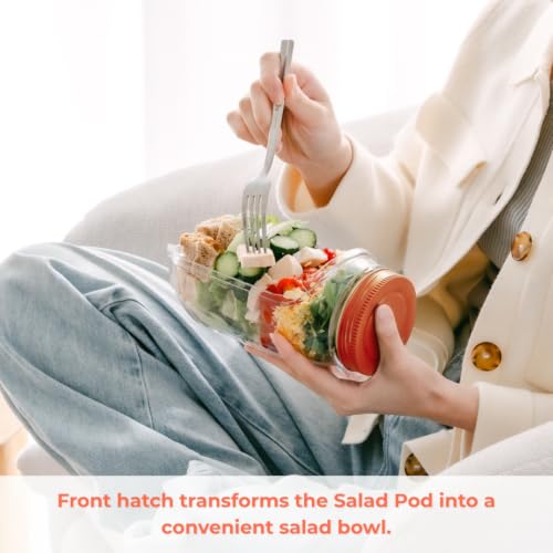 Image of Prepara The Original Salad Pod, 4.5 Cups, Orange | BPA-Free, Ideal for Meal Prep & Salads, 4.5-Cup Pod with 2.5 oz Dressing Capsule