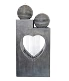 Dehner Gartenbrunnen Amor, Outdoor-Brunnen, mit LED-Beleuchtung, frostbeständig, ca.46x23x99 cm, Polyresin, grau