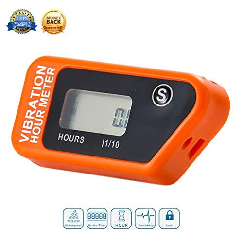 Digital Engine Stunde Meter komplett wasserfest zurücksetzbar Vibration Stunde kabellos für alle vibrierender Maschine Motocross Marine Motorrad 16B (Orange)