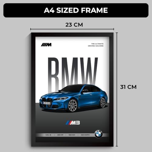 Image of Funk You Store BMW M3 Poster | Framed BMW A4 Sized (31 x 23 cm) | M3 Car Poster for Wall, Sportcar Frames | Car Posters for Wall, Bedroom, Hostel, Study Area, Hostel (F 052)