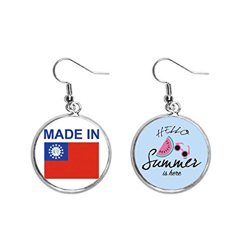 Pendientes de sandía Hecho en Myanmar joyeria artesanal de verano