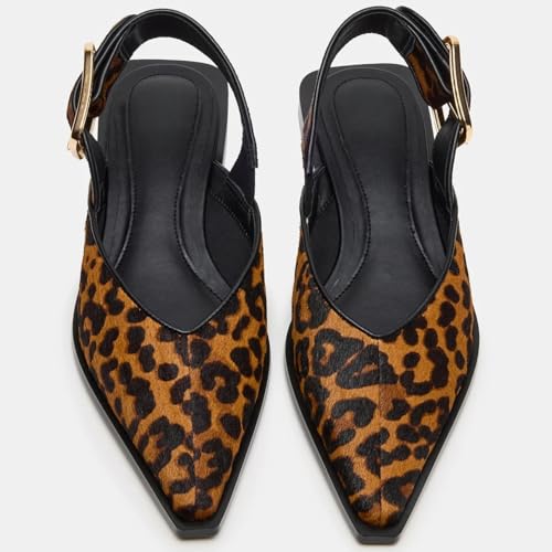 Image of Slingback Flat Shoes for Women Pointed Closed Toe Flat Mule Sandals Casual Comfortable Office Dressy Shoes