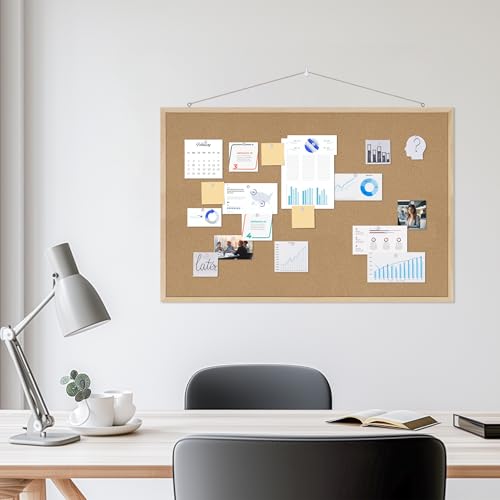DAHAPYBOO Cork Board Bulletin Board,36x24 Cork Board for Office with Pin Oak Wood Boards,Message Board or Vision Board Decoration. - Thumbnail 3