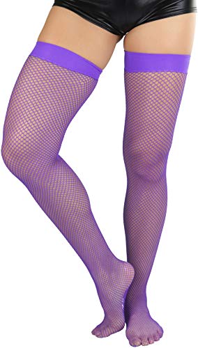 Image of ToBeInStyle Women's Sexy Nylon Versatile Fine Fishnet Thigh High Stockings w /Opaque Band