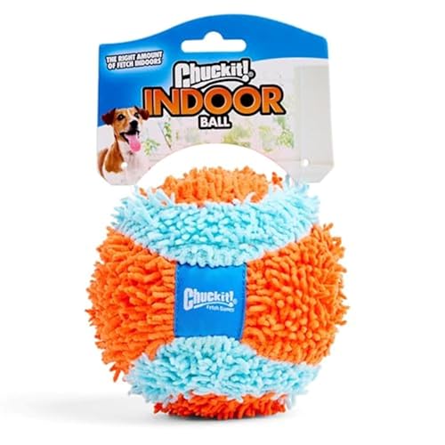 Chuckit! Indoor Fetch Ball Dog Toy for Dogs – Interactive Dog Toys for Boredom, 4.75 Inch, Orange and Blue