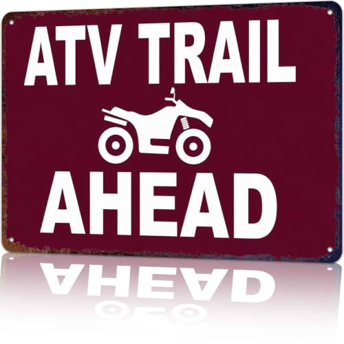 ATV Trail Ahead Warning Metal Sign 8x12 Garage Decor