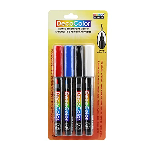DecoColor Fine Tip Paint Marker Set 4/Pkg - Blue, Red,