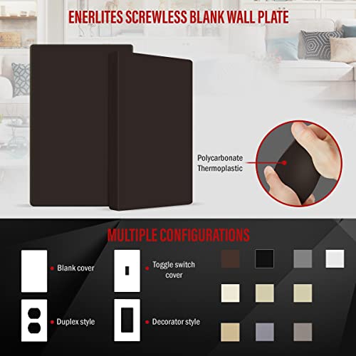 ENERLITES Screwless Blank Wall Plate, Child Safe Blank Device Outlet Cover, Standard Size, 1-Gang 4.68" x 2.93", Polycarbonate Thermoplastic, UL Listed, SI8801-BR, Glossy, Brown by ENERLITES - Image 3