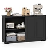 GIANTEX Aparador Bajo con Puertas, Salón y Pasillo (Negro)