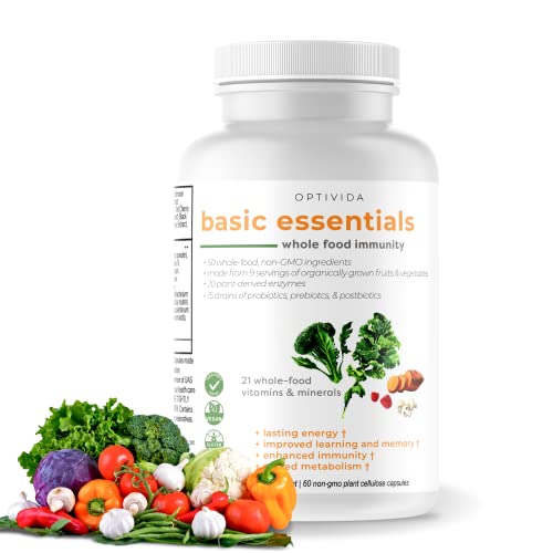 Optivida- Whole Food Multivitamin & Minerals All Natural Fruits & Vegetables | Probiotics, Prebiotics, And Postbiotics | Immune, Gut, Mind, Energy & More (60 Capsules) #TOP7