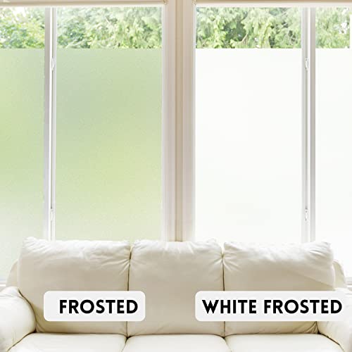 Kespen Frosted Window Privacy Film Heat Control Uv Sun Blocking Glass Stickers Static Cling Non Adhesive Door Coverings Decals For Bathroom Home Office, White Matte, 35.4 Inch X 16.4 Feet #TOP7