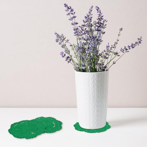 Napperons en dentelle de coton isolants M METERXITY faits main vert - 6