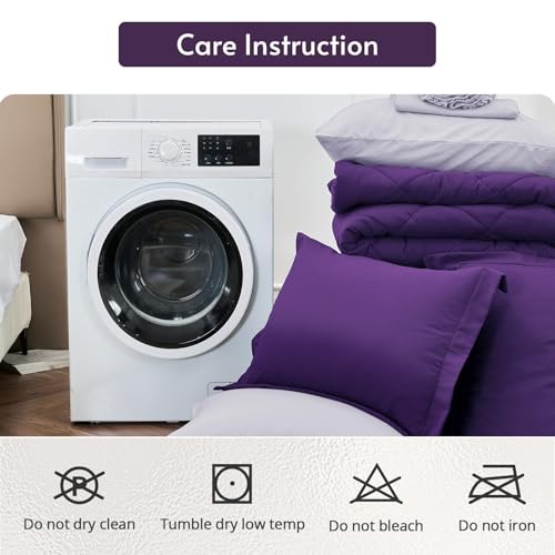 MUXHOMO 5 Pieces Twin XL Comforter Set, Reversible Bed in a Bag Twin XL Size, All Season Bedding Set with Comforter, Flat Sheet, Fitted Sheet, Pillowcases & Shams, Purple & Lavender by MUXHOMO - Used condition - Image 9