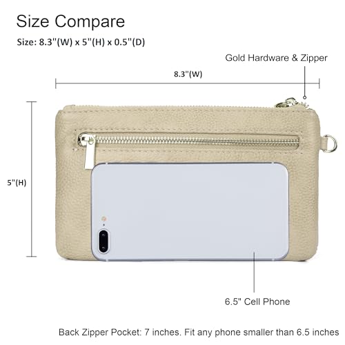 image for befen Genuine Leather Wristlet Clutch RFID Blocking Bag Cell Phone Wal