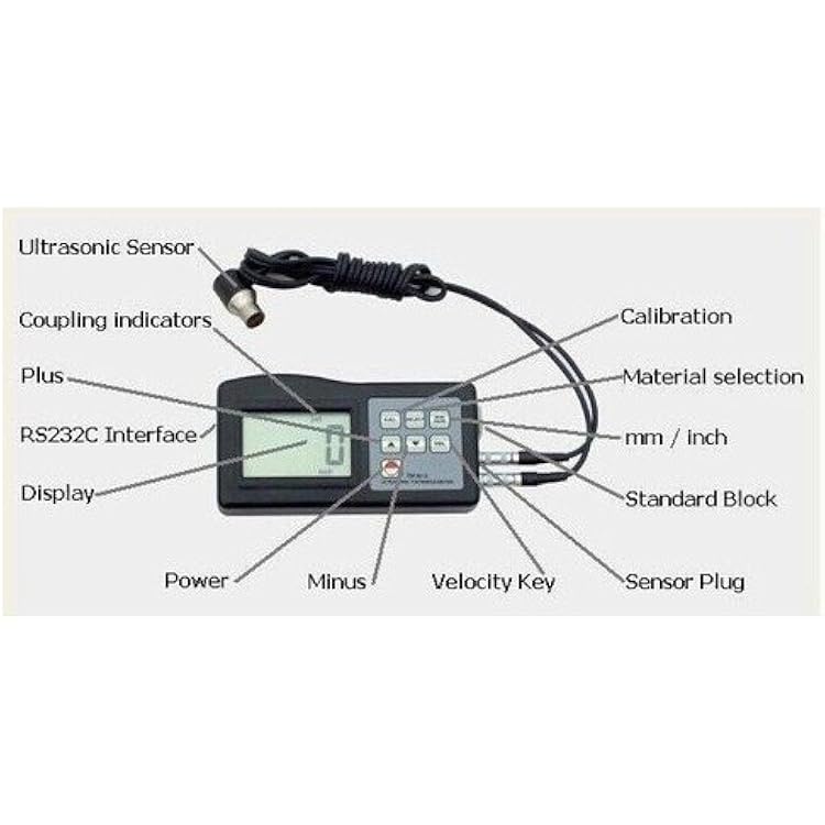 Gowe Digital Ultrasonic Thickness Gauge 1.2-225mm,0.05-9inch