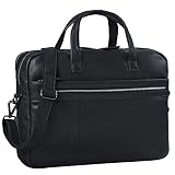 STILORD 'Conrad' Porte-Documents d'affaires Cuir Vintage Sacoche Business pour Ordinateur 15,6 Pouces Sac à Bandoulière d'Epaule, Couleur:Noir