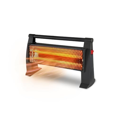 Wintem Stufa al Quarzo ad Infrarossi 1200W 50,4x12,5x25,5cm - Leggera e Facile da Spostare - Sistema di Sicurezza Antiribaltamento e Surriscaldamento - Ideale per Ambienti Fino a 12 mq