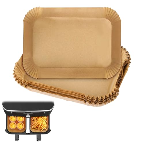 Forros rectangulares desechables para freidora de aire, papel pergamino para freidora de aire, forros para cesta de freidora de aire, a prueba de aceite, a prueba de agua, 100 piezas (grande: 8.6 x