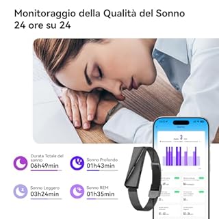 iSo Tech Smart Braccialetto Fitness Band senza Display, Smartwatch Fitness Tracker alla Moda Monitoraggio 24/7 Attività, Sonno Frequenza Cardiaca, Modalità Multisport, Autonomia 15 Giorni, IP68