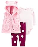 Carter's Baby Girls' Vest Sets (6 Months, White/Purple Polka Dot)