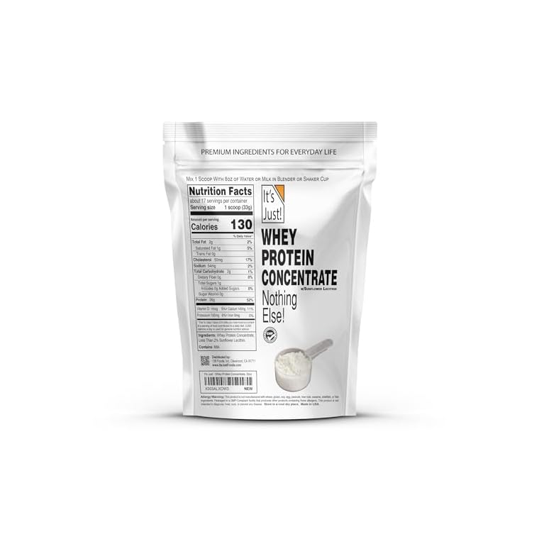 It's Just! - 100% Whey Protein Concentrate, Made in USA, No RBST/rBGH Hormones, Premium WPC-80, No Added Flavors or Artificial Sweeteners (1.25 Pound, Unflavored) - Image 3